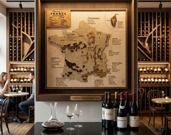 Wooden Wine Map of France - 3D Wall Art Decor