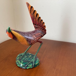 Handmade Haitian Papier Mache Bird Figurine Haiti Hand Made Paper Mache Folk Art Sculpture Fair Trade Tropical Shore Bird Whimsical (TJ161)