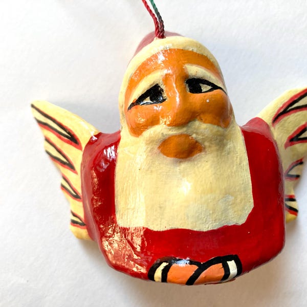 Haitian Santa Volkskunst Handgemachte Pappmaché Weihnachtsmann Haiti bemalte Figur Handgemachte Ayiti handbemalt Whimsical santa (JJ53)