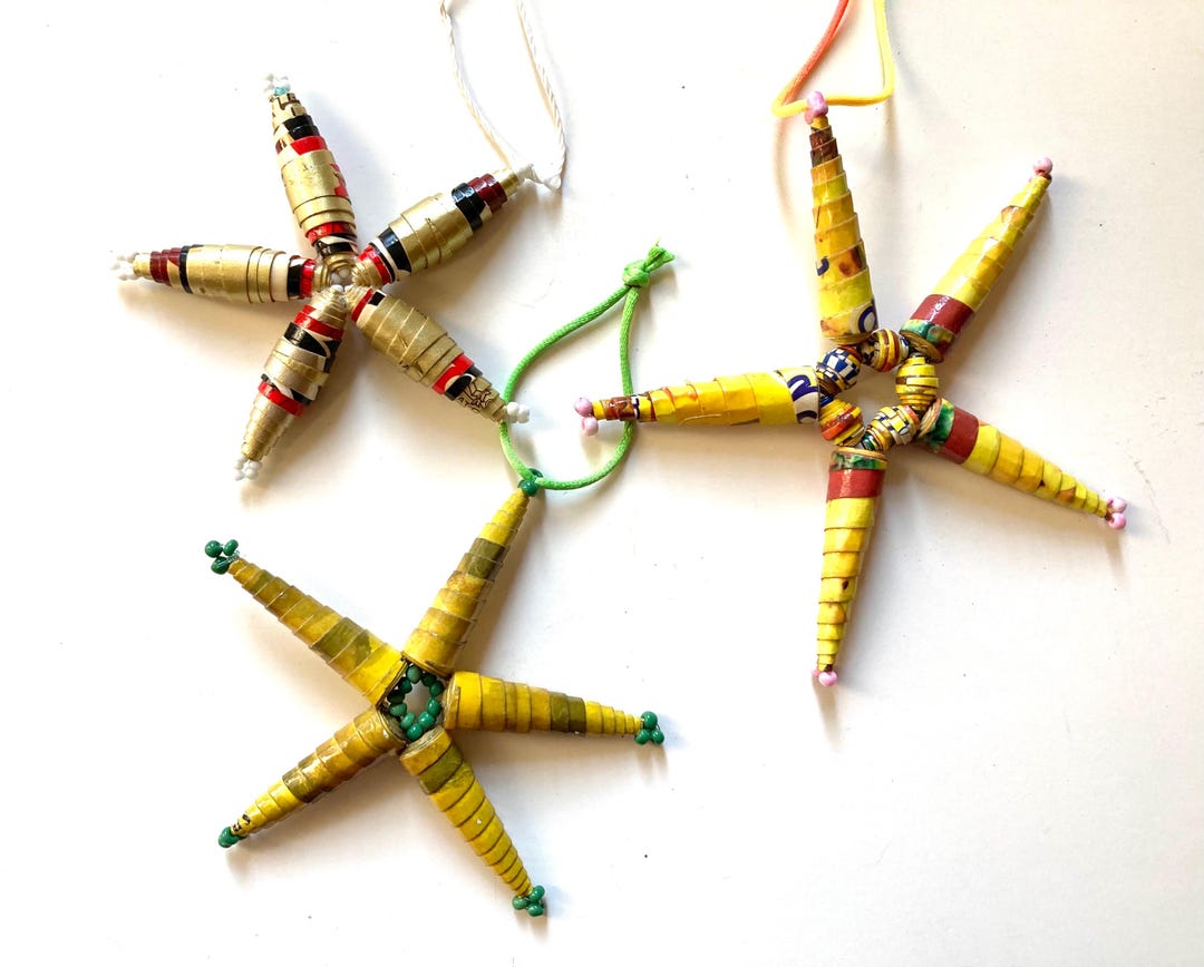 Handmade Haitian Rolled Paper Wrapper Magazine 3 Stars Christmas ...