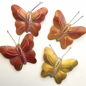 Handmade Haitian Papier Mache Butterflies Wall Decor Haiti Hand Made Paper Mache Bohemian Folk Art Sculpture Fair Trade Whimsical (HJ783)