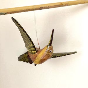 Handmade Haitian Papier Mache Hummingbird Ornament Haiti Hand Made Paper Mache Folk Art Sculpture Fair Trade Brown Boho Whimsical (TJ119)