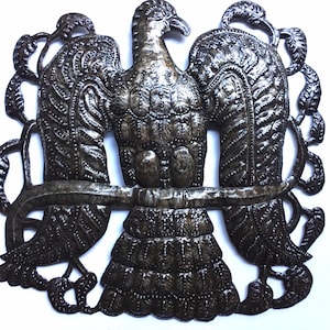 Haiti Steel Drum Folk Art Eagle Metalwork Wall Decor Haitian Rustic Primitive Bird Fair Trade Large Metal Work Eagle VOTE (ME679)