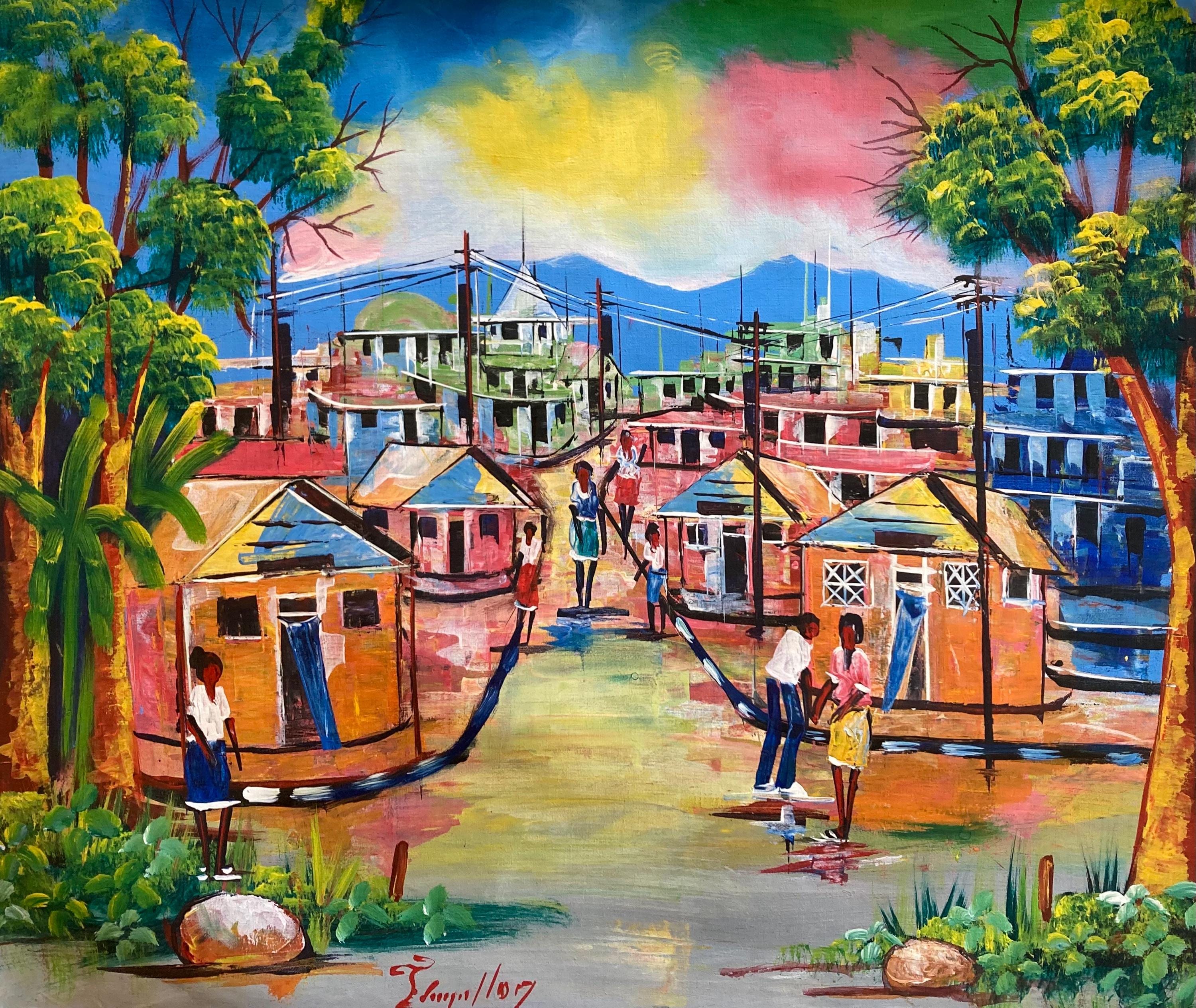 Original Painting Haiti Everyday Life Haitian Naive Art 23