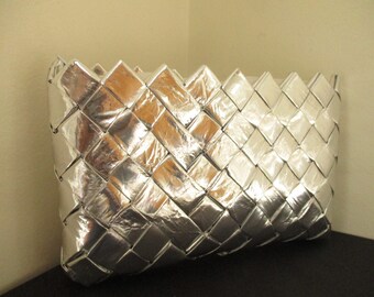 Braided Weave Clutch Silver