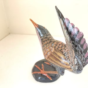 Handmade Haitian Papier Mache Bird Figurine Haiti Hand Made Paper Mache Folk Art Sculpture Fair Trade Tropical Shore Bird Whimsical (TJ21)
