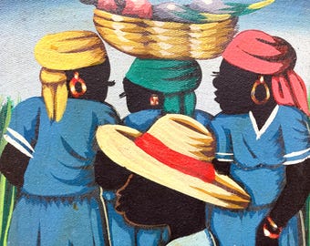 Amazing Vintage Haitian Painting Signed Pierre , Haiti Hand