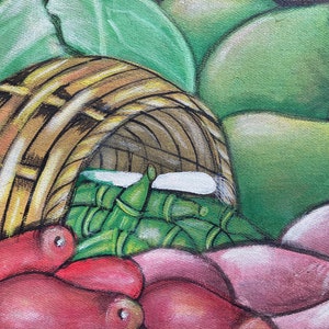 Original Painting Haiti Vegetable Still Life Haitian Naive Art 8x10 Handmade Hand Painted Tropical Boho Folk Art Modern Farmhouse Kitchen