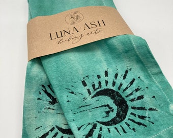 Organic cotton hand dyed tea towels