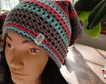 Gray stripped Beanie
