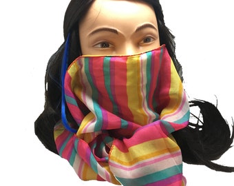 Bright Striped Infinity Scarf mask with filter pocket