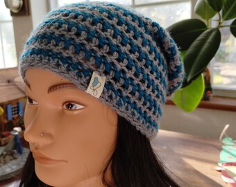Gray & dark teal hat