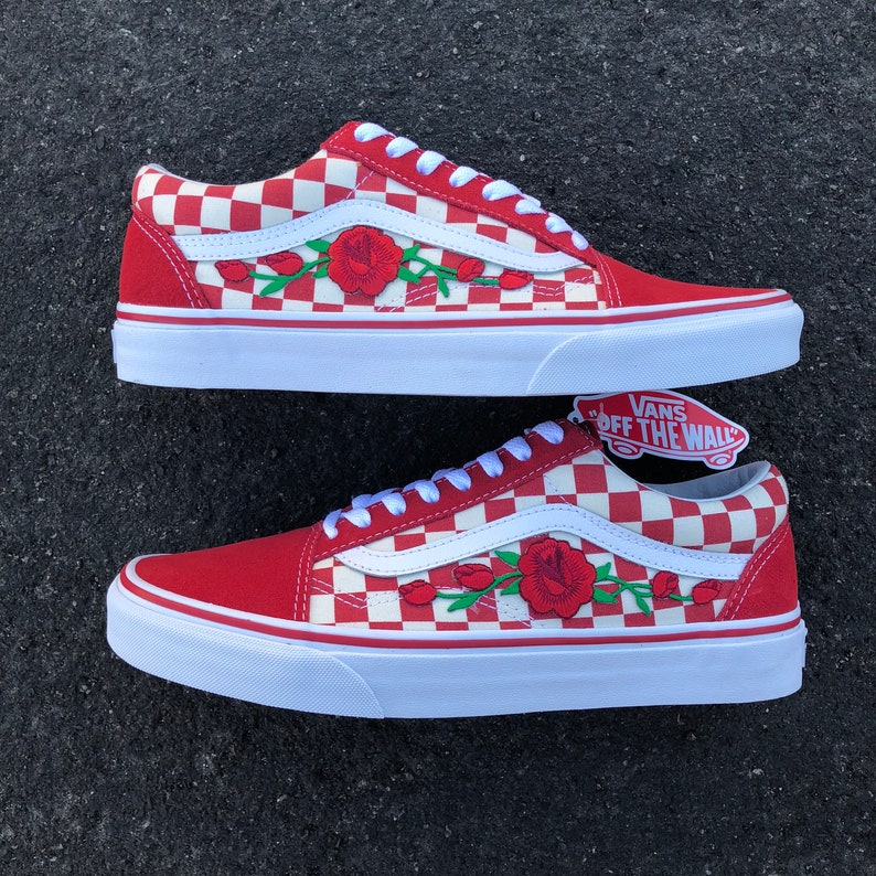 red vans with roses