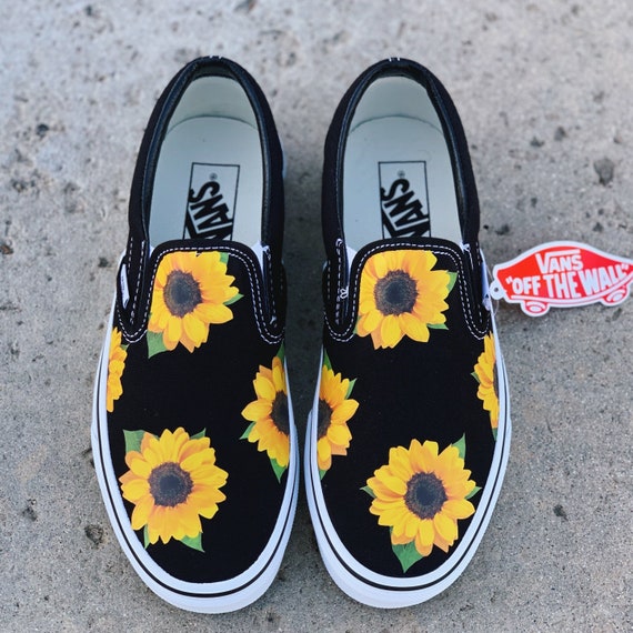 yellow vans with sunflowers