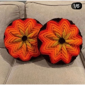 Handmade Crochet Throw Pillow: Retro Granny Chic Decor (13&quot;D)