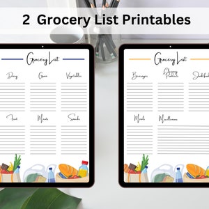 Printable Grocery List, Digital Grocery List, Printable Meal Plan ...