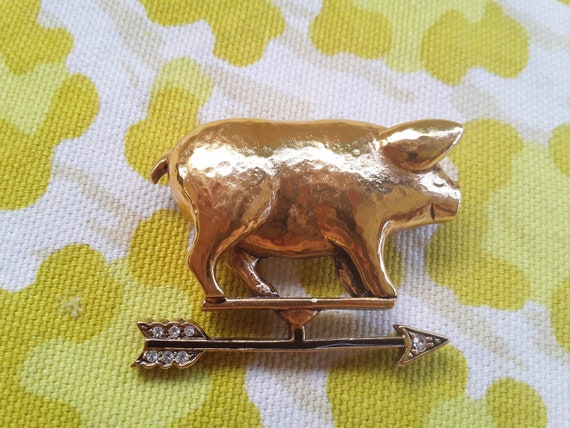 Vintage Carolee PIG Weather-vane Brooch, Custom J… - image 1