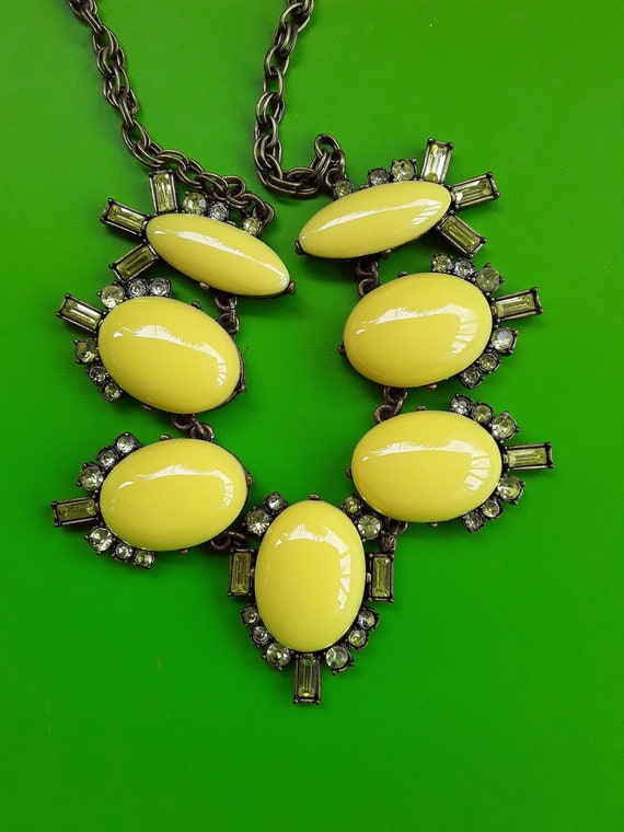 Vintage Retro 1950's Yellow Choker Necklace, Rhin… - image 4