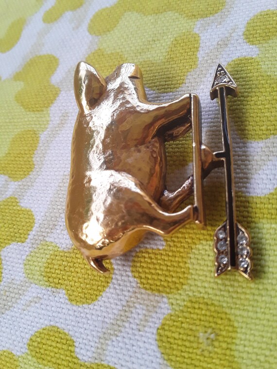 Vintage Carolee PIG Weather-vane Brooch, Custom J… - image 2