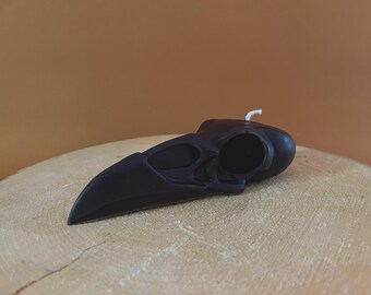 Raven Skull Beeswax Candle