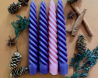 Advent Beeswax Taper Candle Set: Twisted Christmas Candles