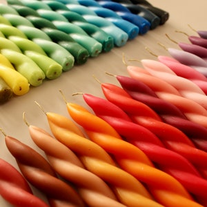 Spiral Beeswax Taper Candles: Set of 2, unscented