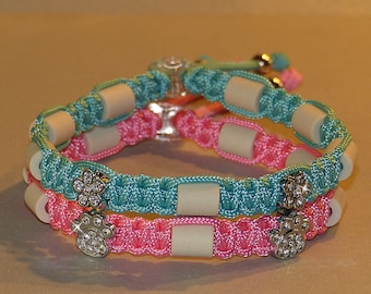 EM ceramic dog collar made of paracord - can be personalized with rhinestone paws or flowers - tick collar - tick protection - decorative collar