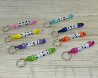 Colorful beaded name keychains for children | Kindergarten keychains with names | Personalized gift