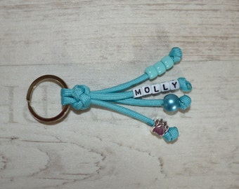Keychain Pocket tree made of paracord in turquoise customizable with name Pendant Key Chain Gift Dog Jewelry