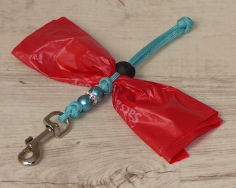 stylish dog poop bag holder made of paracord, - holder for dog poop bags