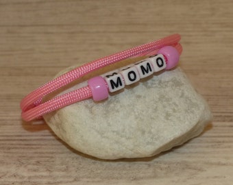 Pink / Pink bracelet customizable with name, friendship bracelet with sliding closure