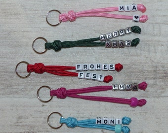 Gift Ring Keychain Bag Maker made of Paracord in many colors customizable with name Pendant Key Chain Gift