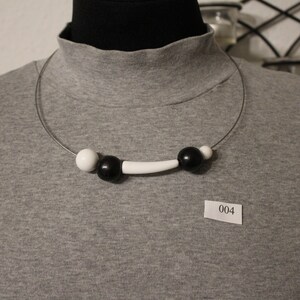 Chokers with black and white beads upcycling jewelry handmade unique.