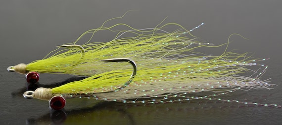 Clouser Minnow Fishing Flies - Chartreuse - Mustad Signature Duratin Fly Hooks - 6 Pack