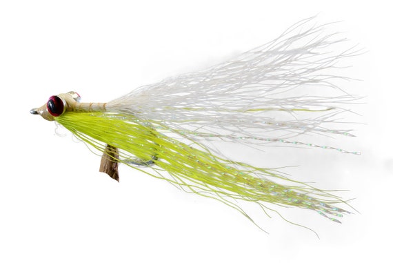 6ct Chartreuse & White Clouser Minnow Flies Mustad Saltwater