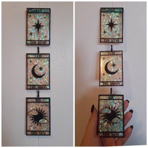 The star the moon the sun - tarot - home decor - wall hang - hooked back - witchy - witchcraft - handmade - handcrafted - tarot card