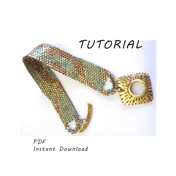 Bronze/Patina Peyote Bracelet/Step-by-step beading pattern / Tutorial / Pdf beading pattern