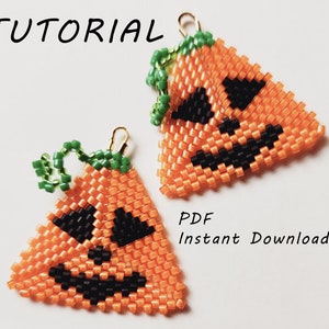 Smily Pumpkin Earrings/Step-by-step beading pattern / Tutorial / Pdf beading pattern