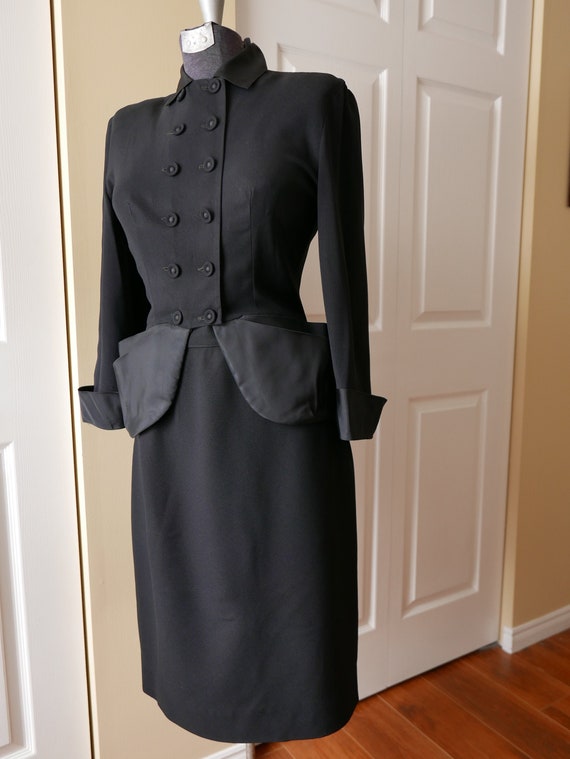 women's 40s vintage black suit dress