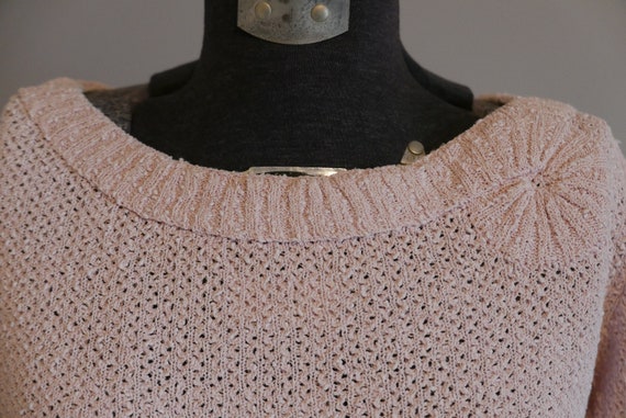 Vintage pink linen/rayon knit dress 50s 60s