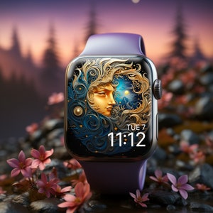 Celestial Sol e Lua Apple Smart Watch Face Bundle conjunto de papel de parede para relógio inteligente fundo foto download digital