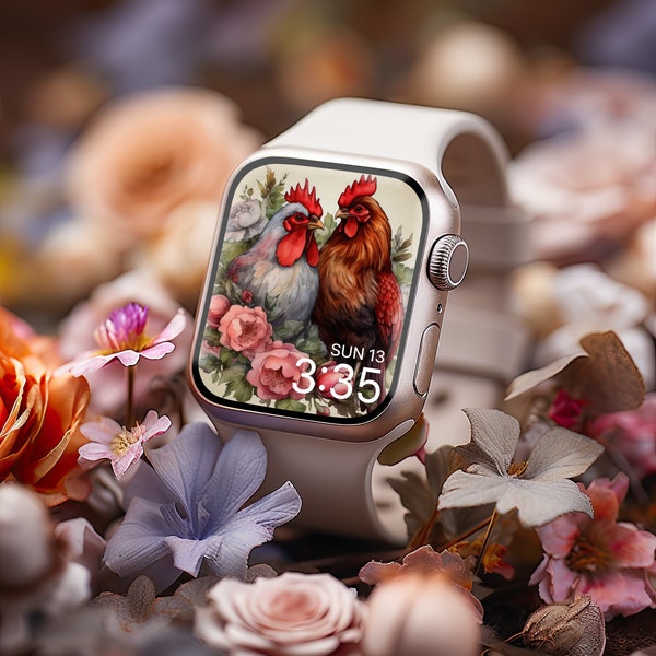 Vintage Chicken Apple Smart Watch Face Bundle wallpaper set for smart watch background photo digital download