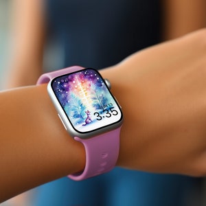 Scena invernale dell'acquerello Apple Watch Background - Arte Digitale