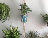Small Macrame Plant Hanger, organic cotton cord indoor house planter