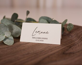 Luxury Folded Wedding Name Card, Simple & Elegant Printed Place Card, Table Settings, Place Settings, Guest Names