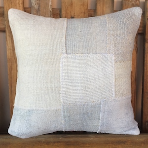 İce Blue Hemp Pillow,Cushion Cover,Living Room Decoration,Throw Pillow,Patchwork Turkish 20x20 Pillow,Patchwork Blue Hemp,Pillow Hemp,1619