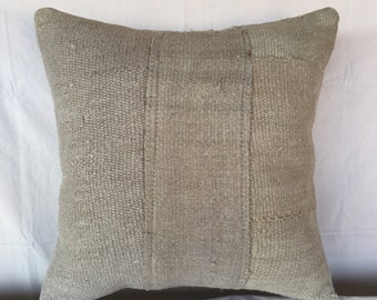 Gray Hemp Pillow,Cushion Cover,Livingroom Decoration Sofa Throw Pillow,Patchwork Turkish 20x20 Pillow,Tribal Oushak Carpet Pillow,Hemp,1490