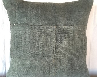 Blue Gray Hemp Pillow,Cushion Cover,Livingroom Decoration Throw Pillow,Patchwork 20x20  Hemp Blue Pillow,Minimalist Blue Gray Pillow,1532