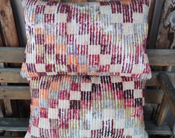 Tribal Turkish Beige Red 16x24 Matching Rug Pillow,Handmade Vintage Lumbar Carpet Pillow,Wool Vintage Pillow,Oushak Carpet Pillow,2207