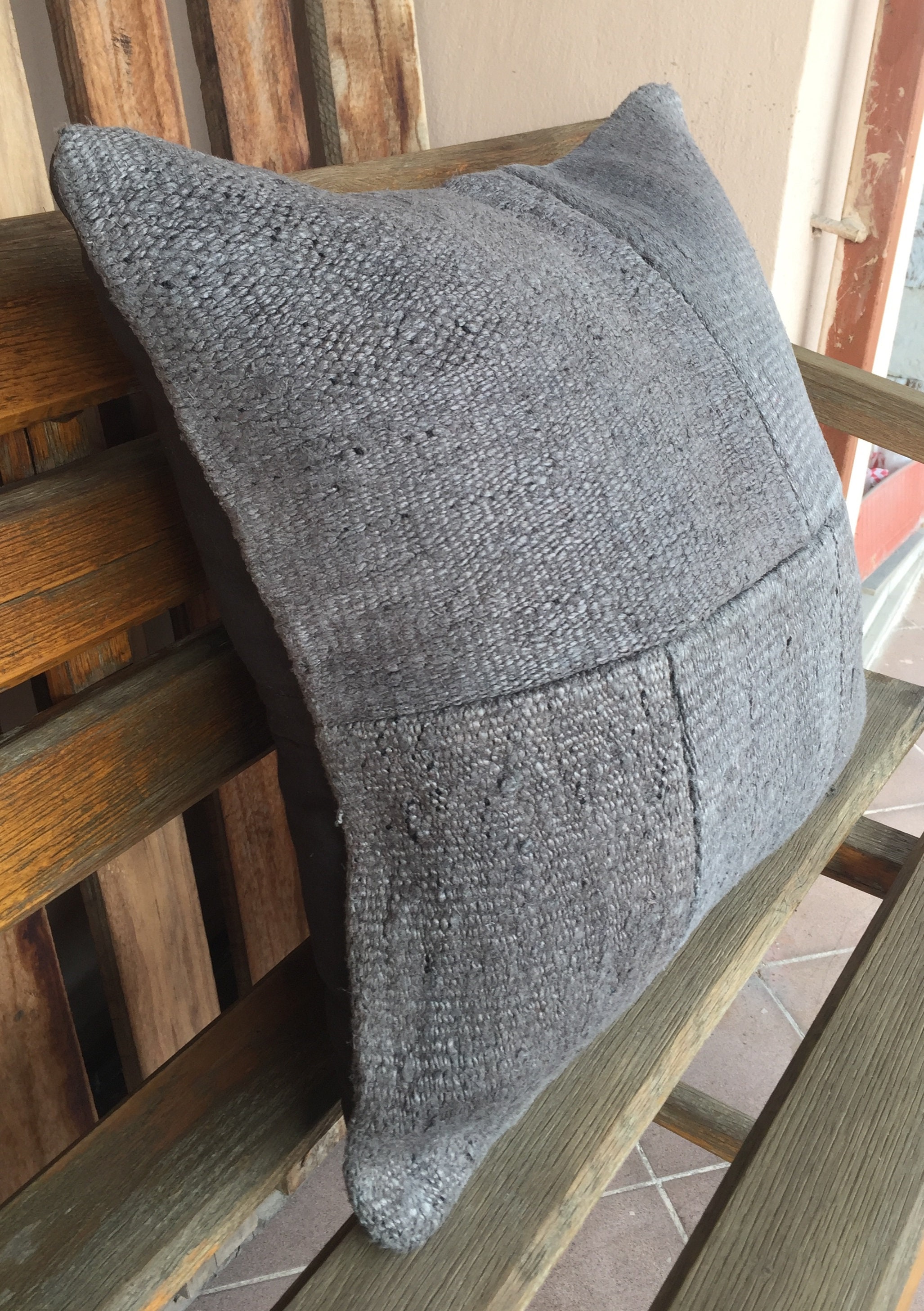 20x20 Handmade Vintage Blue Gray Kilim PillowTurkish Hemp Etsy